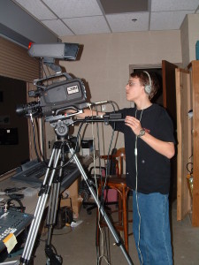 high school video student working